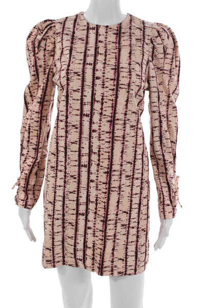 Ulla Johnson Womens Beige Striped Cotton Long Sleeve Shift Dress Size 4