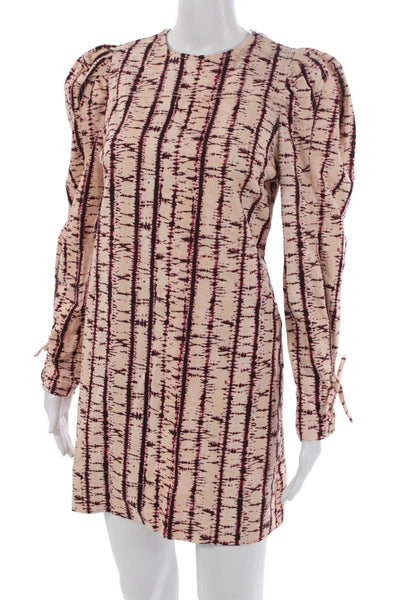 Ulla Johnson Womens Beige Striped Cotton Long Sleeve Shift Dress Size 4