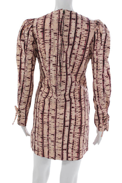 Ulla Johnson Womens Beige Striped Cotton Long Sleeve Shift Dress Size 4