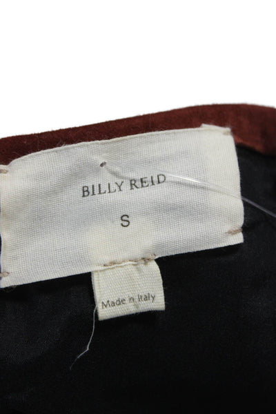 Billy Reid Women Shift Dress Brown Goat Suede Short Sleeve Zip Size S