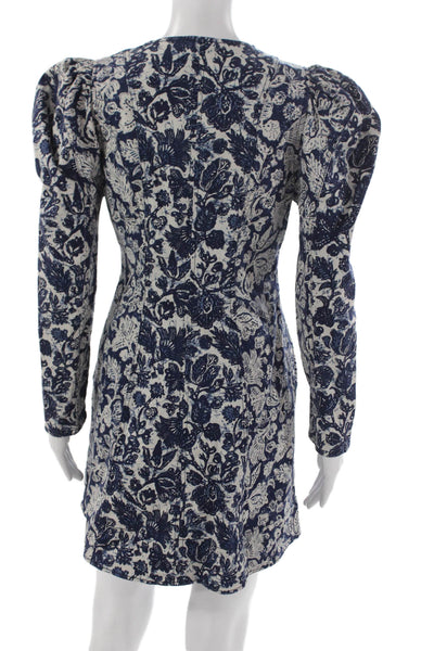Ulla Johnson Women A-Line Floral Cotton Long Sleeve Short Dress Zip Size 4