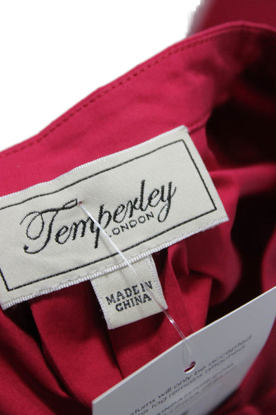 Temperley London Women Maxi Red Cotton Collared Long Sleeve Dress Size 4