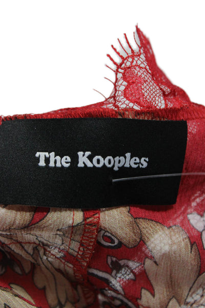 The Kooples Womens Silk Floral V-Neck Camisole Red Sleeveless Size M