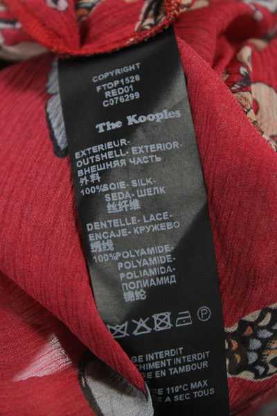 The Kooples Womens Silk Floral V-Neck Camisole Red Sleeveless Size M