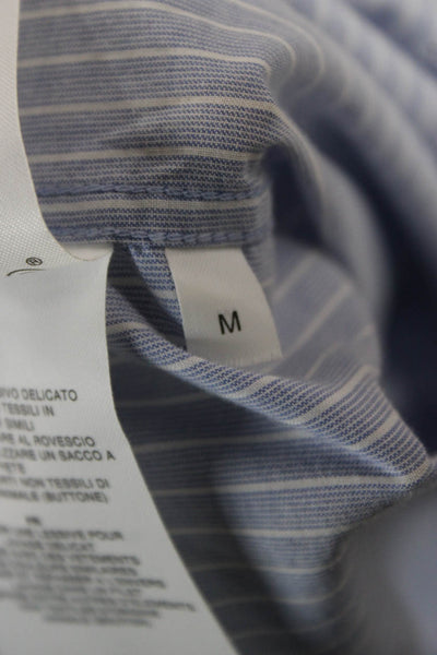 Closed Womens Striped Cotton Collared Button-Up Long Sleeve Blue Size M