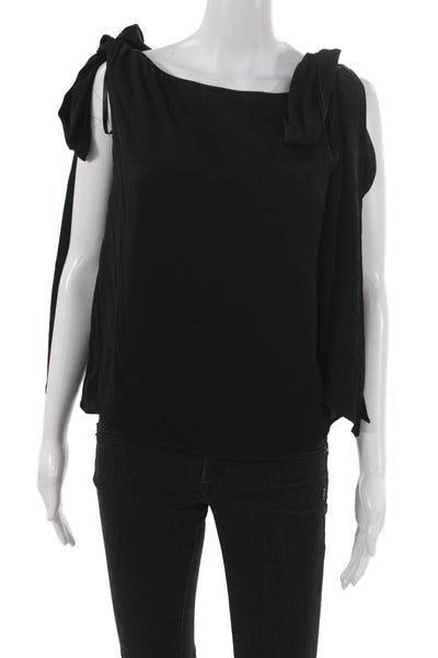 Milly Womens Basic Silk Boat Neck Sleeveless Pullover Blouse Black Size 6
