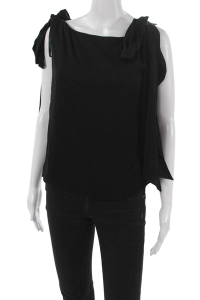 Milly Womens Basic Silk Boat Neck Sleeveless Pullover Blouse Black Size 6