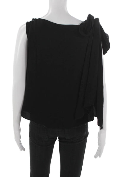 Milly Womens Basic Silk Boat Neck Sleeveless Pullover Blouse Black Size 6