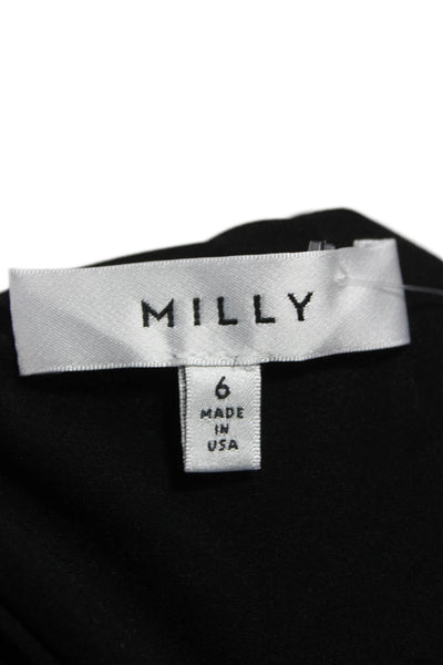 Milly Womens Basic Silk Boat Neck Sleeveless Pullover Blouse Black Size 6