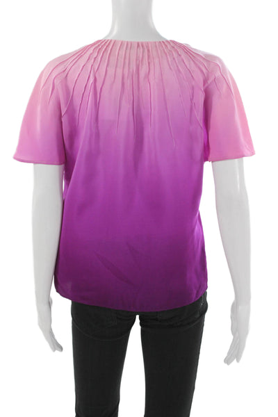 Adam Lippes Women Silk Pink V-Neck Sleeveless Basic Blouse Button Size 2