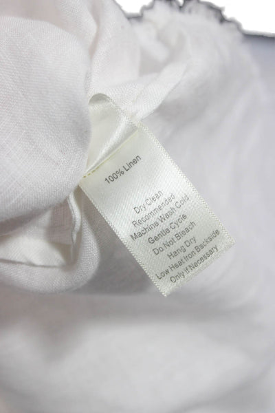 Ecru Women White Linen Collared Long Sleeve Button Up Basic Top Size L