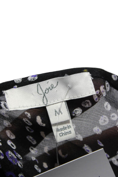 Joie Womens Silk Geometric V-Neck Long Sleeve Button Tunic Size M