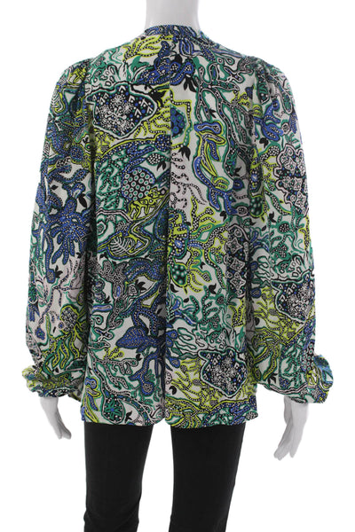 ALC Women Tunic Blouse Multicolor Silk V-Neck Long Sleeve Geometric Size 4