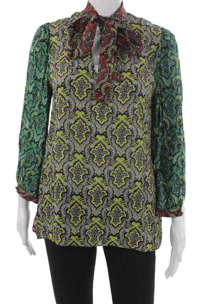 Alice + Olivia Womens Collared Paisley Tunic Multicolor Long Sleeve Size M