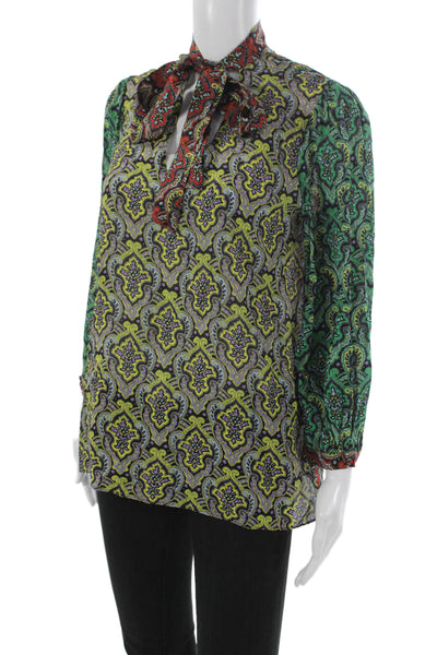 Alice + Olivia Womens Collared Paisley Tunic Multicolor Long Sleeve Size M