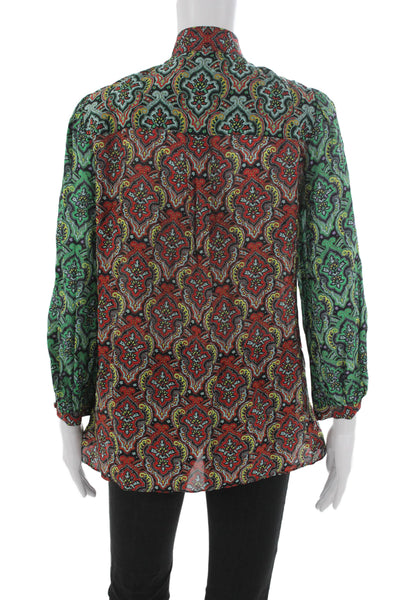 Alice + Olivia Womens Collared Paisley Tunic Multicolor Long Sleeve Size M