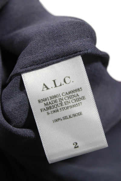 ALC Womens Basic Silk Colorblock Collared Button-Up Top Long Sleeve Size 2