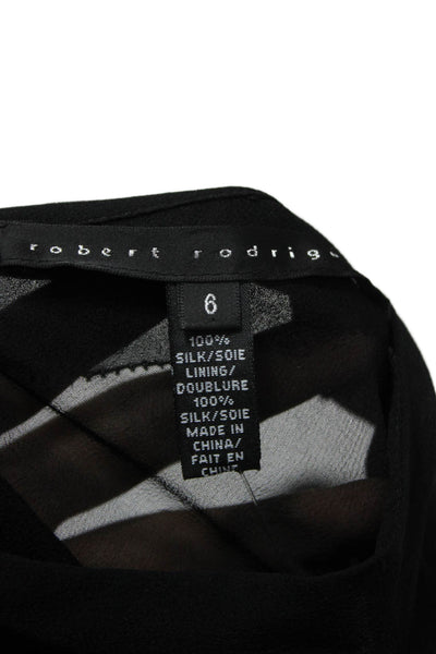 Robert Rodriguez Women Silk Collared Long Sleeve Basic Blouse Black Size 6