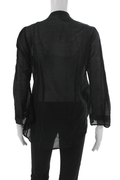 Joie Womens Tunic Black Long Sleeve Collared Cotton Size M