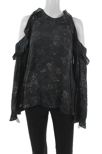 IRO Women Multicolor Silk Blouse Floral Round Neck Button Size 38