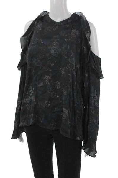 IRO Women Multicolor Silk Blouse Floral Round Neck Button Size 38