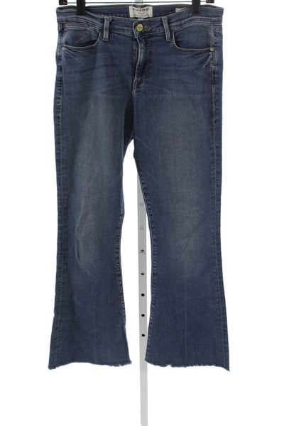 Frame Denim Womens Flared Jeans Blue Low Rise Cotton Blend Size 29