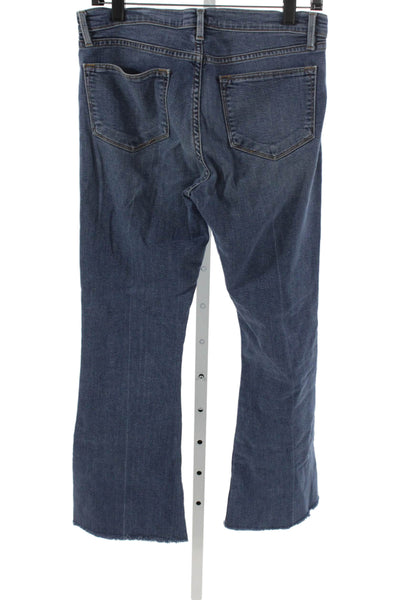 Frame Denim Womens Flared Jeans Blue Low Rise Cotton Blend Size 29