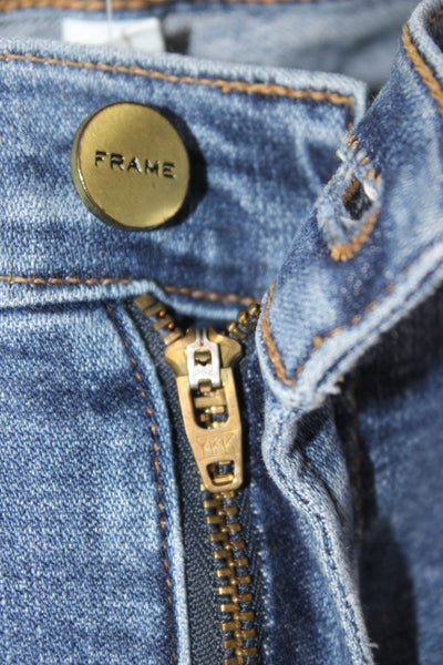 Frame Denim Womens Flared Jeans Blue Low Rise Cotton Blend Size 29
