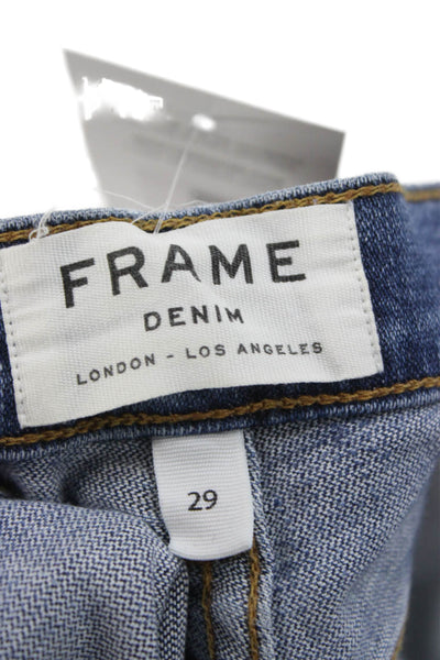 Frame Denim Womens Flared Jeans Blue Low Rise Cotton Blend Size 29