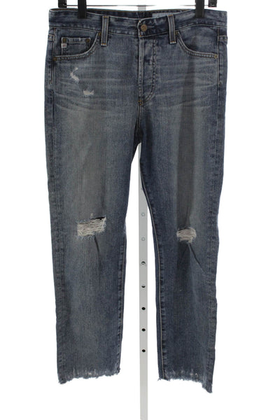 AG-ED Denim Womens Cropped Blue Jeans Button Mid Rise Cotton Size 28