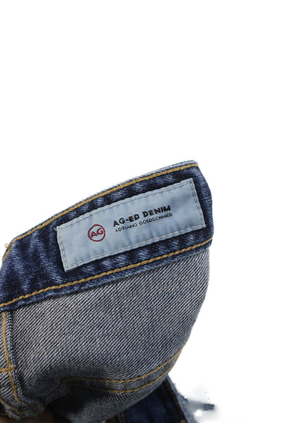 AG-ED Denim Womens Cropped Blue Jeans Button Mid Rise Cotton Size 28