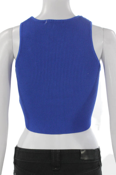 Sovere Women Cropped Knit Tank Blue Round Neck Size 8