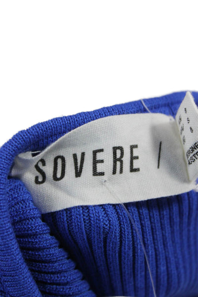 Sovere Women Cropped Knit Tank Blue Round Neck Size 8
