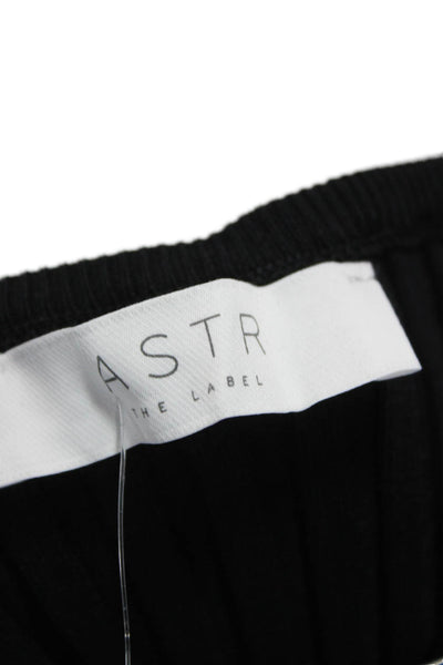 ASTR Women Basic Black Boat Neck Short Sleeve T-Shirt Size S