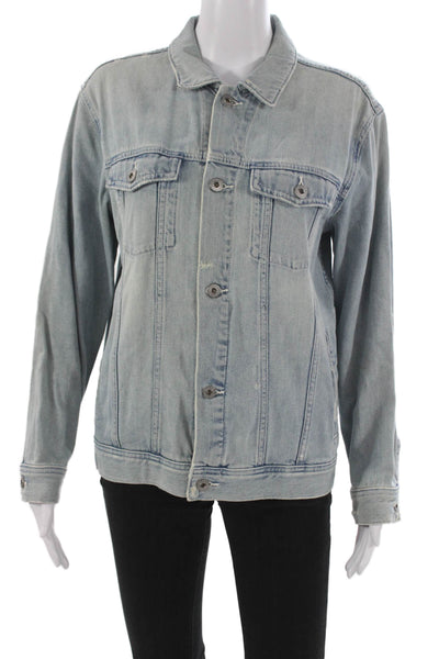 Adriano Goldschmied Womens Basic Blue Button Cotton Jacket Size M