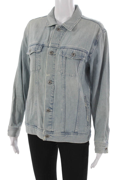 Adriano Goldschmied Womens Basic Blue Button Cotton Jacket Size M