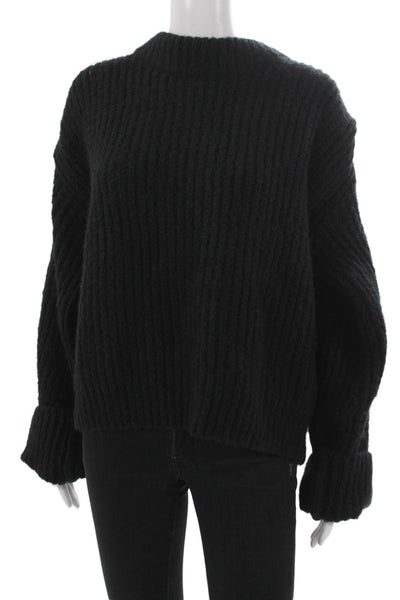 En Saison Women Pullover Sweater Black Crew Neck Long Sleeve Size L