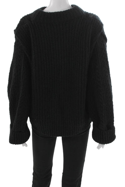 En Saison Women Pullover Sweater Black Crew Neck Long Sleeve Size L