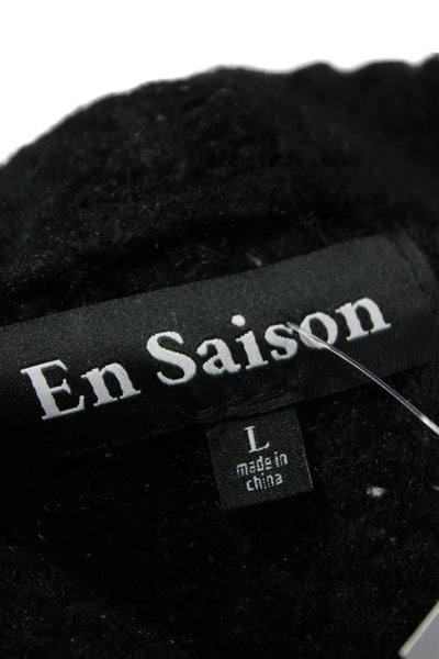 En Saison Women Pullover Sweater Black Crew Neck Long Sleeve Size L