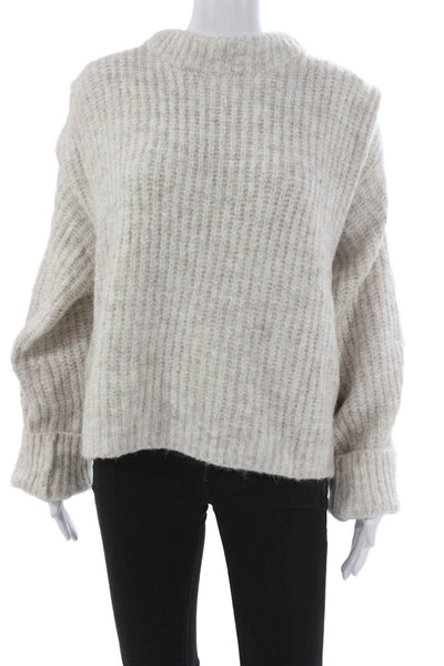 En Saison Womens Beige Mock Neck Pullover Sweater Acrylic Long Sleeve Size M