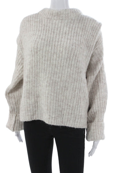 En Saison Womens Beige Mock Neck Pullover Sweater Acrylic Long Sleeve Size M