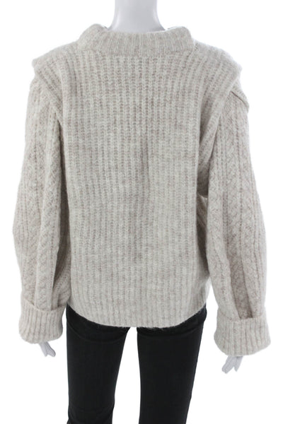 En Saison Womens Beige Mock Neck Pullover Sweater Acrylic Long Sleeve Size M