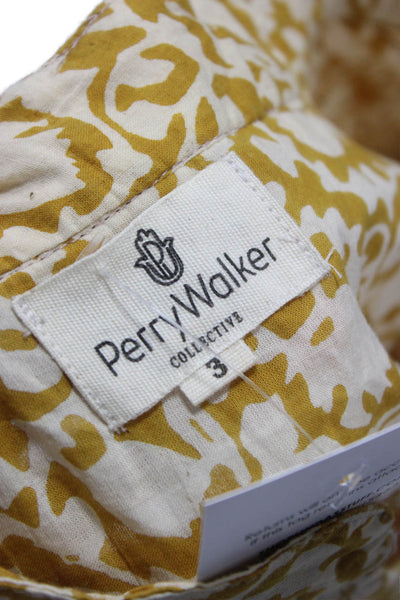 Perry Walker Women Yellow Floral Cotton Sleeveless Maxi Dress Size 3