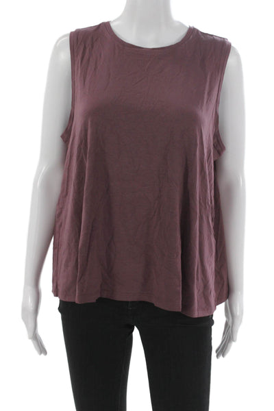Eileen Fisher Women Purple Tencel Sleeveless Basic Tank Round Neck Size L