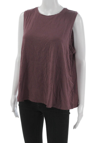 Eileen Fisher Women Purple Tencel Sleeveless Basic Tank Round Neck Size L