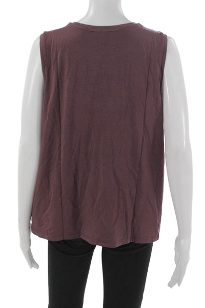 Eileen Fisher Women Purple Tencel Sleeveless Basic Tank Round Neck Size L