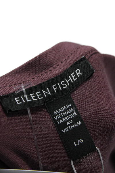 Eileen Fisher Women Purple Tencel Sleeveless Basic Tank Round Neck Size L