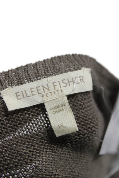 Eileen Fisher Women Tank Top Brown Linen Scoop Neck Button Sleeveless Size PL