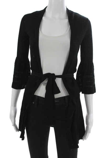 Missoni Womens Cardigan Black Polyester Blend 3/4 Sleeve Size 38