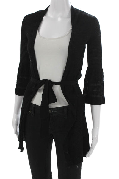 Missoni Womens Cardigan Black Polyester Blend 3/4 Sleeve Size 38